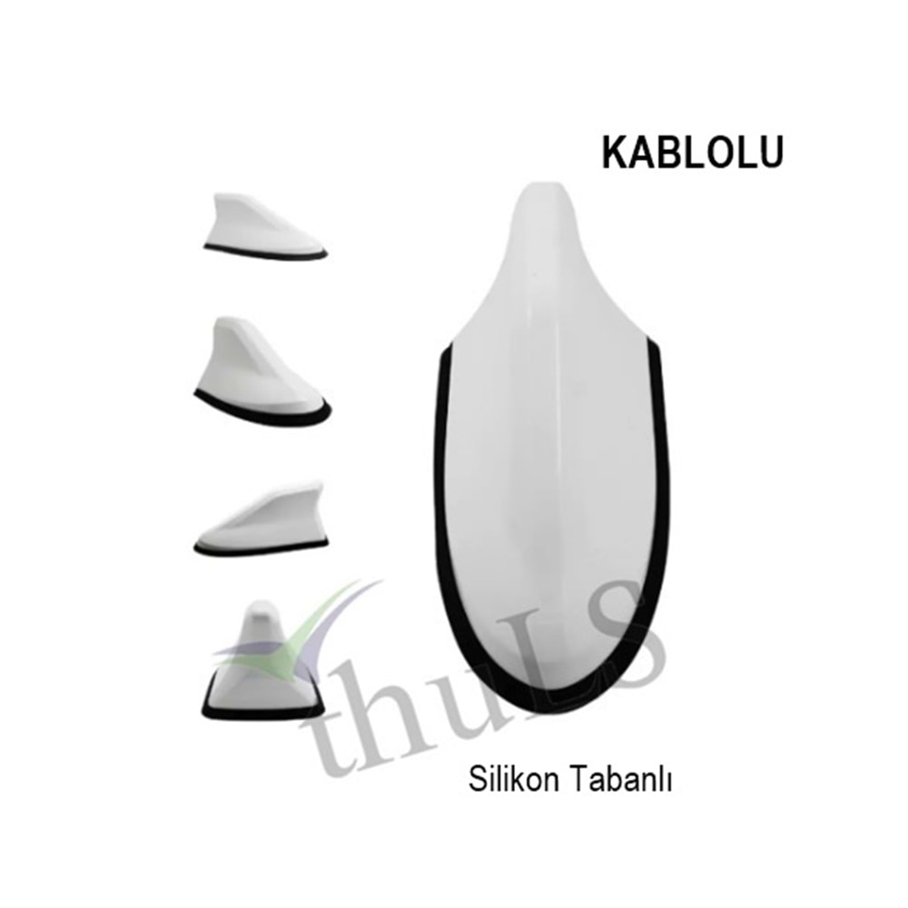 BALİNA ANTEN SİLİKON TABANLI KABLOLU BEYAZ