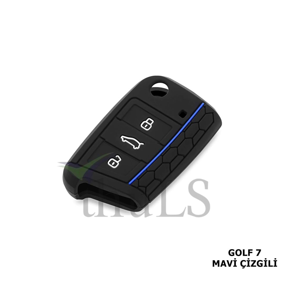SİLİKON ANAH.KILIFI -53-1 VW GOLF 7 MAVİ ÇİZGİLİ
