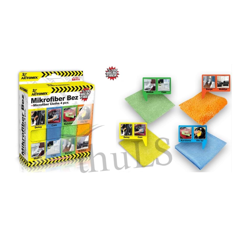 AUTOMIX 4LÜ KUTULU MİKROFİBER BEZ