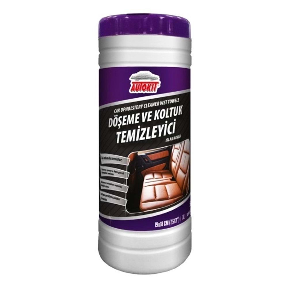 AUTOKIT DÖŞEME TEMİZLEYİCİ ISLAK HAVLU 50Lİ