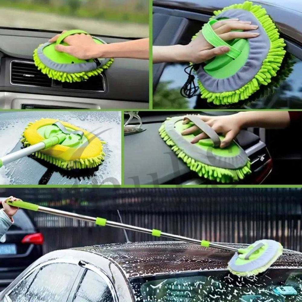 MİKROFİBER OTO YIKAMA MOPU TELESKOPİK UZUN SAPLI