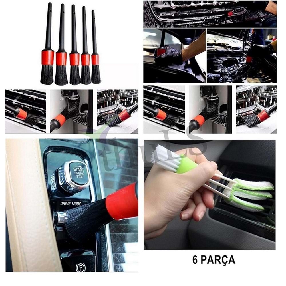 ARAÇ İÇİ TEMİZLEME FIRÇA SETİ 6 PRÇ.