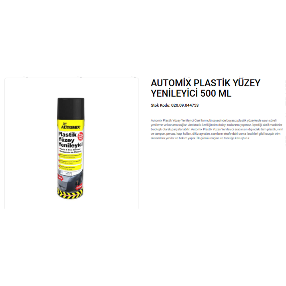 AUTOMIX PLASTİK YÜZEY YENİLEYİCİ 500 ML.