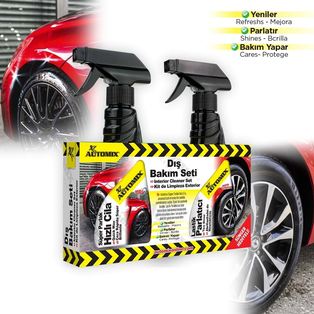 AUTOMIX ARAÇ DIŞ BAKIM SETİ (HIZLI CİLA&LASTİK PARLATICI)