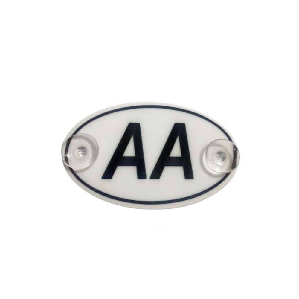 PLEKSİ OVAL AA YAZILI BEYAZ ZEMİN SİYAH YAZI