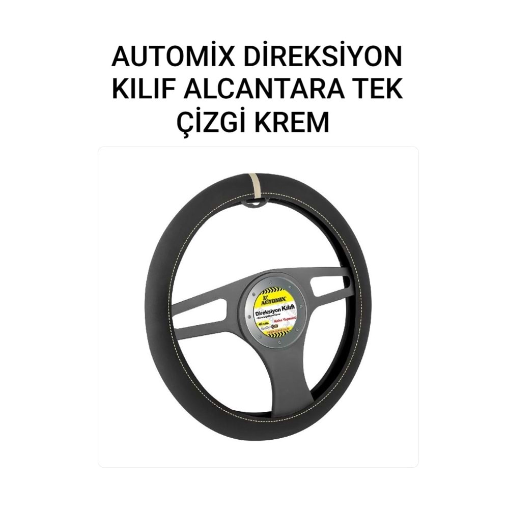 AUTOMIX DİREKSİYON KILIFI ALCANTARA KREM ÇİZGİ