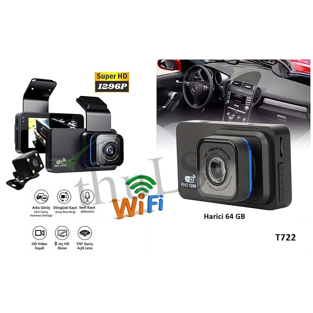 ARAÇ KAYIT KAMERA T722 1296P