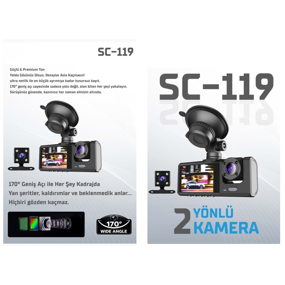 ARAÇ KAYIT CİHAZI 3 KAMERALI SC-119