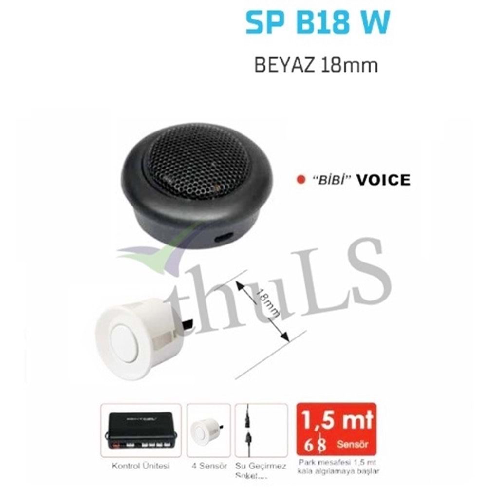 PARK SENSÖRÜ SESLİ BEYAZ 18 MM. SPB18W