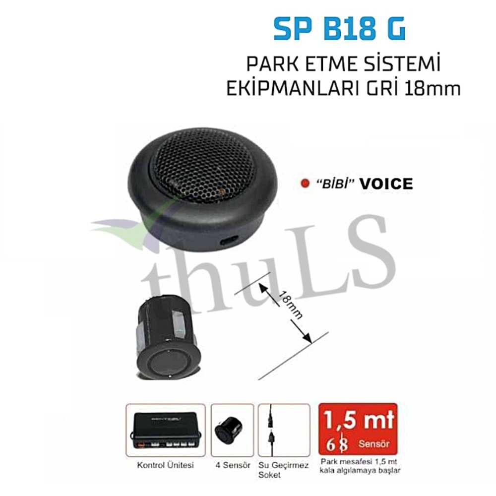 PARK SENSÖRÜ SESLİ GRİ 18 MM. SPB18G