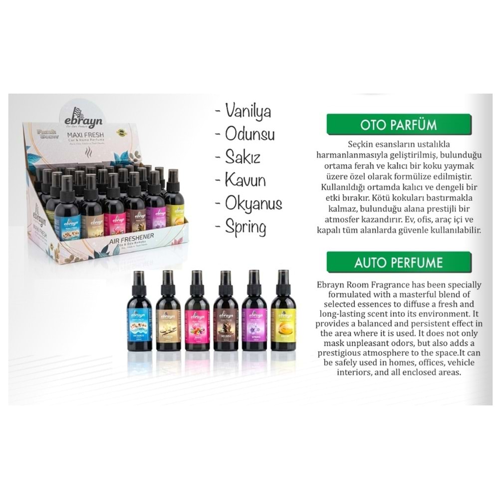 EBRAYN OTO PARFÜM 150 ML. 24LÜ KARMA PAKET