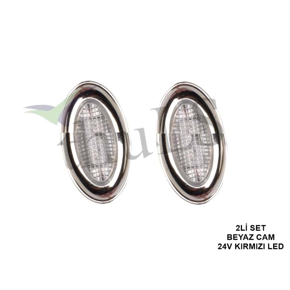DEKOR LAMBA OVAL 2Lİ SET BEYAZ CAM 24V KIRMIZI LED