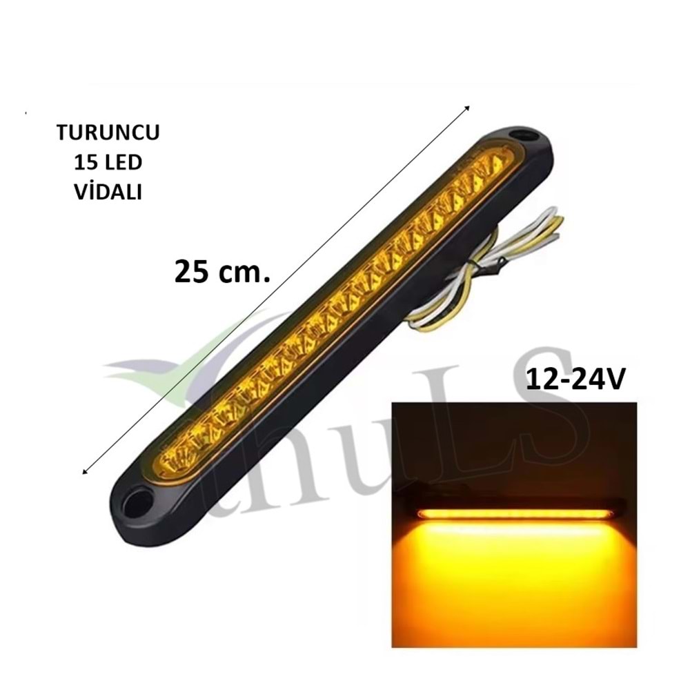 GÜNDÜZ LEDİ VİDALI G81 25 CM. 12V/24V TURUNCU