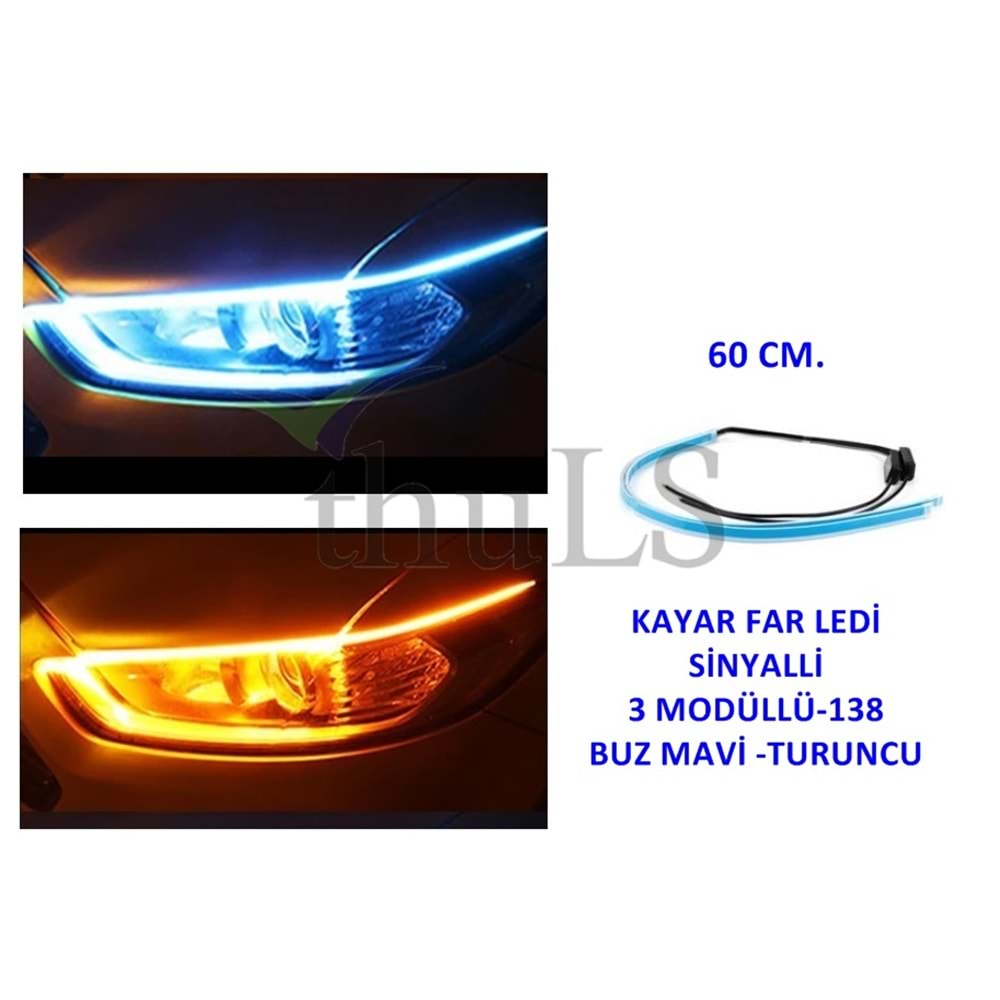 KAYAR FAR LEDİ -138 SELAMLAMALI MAVİ TURUNCU 60 CM.