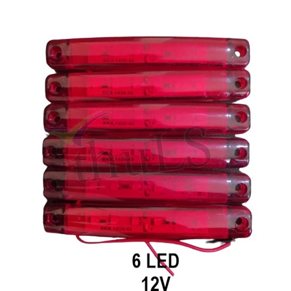 PARMAK LED KIRMIZI 12V 6 LED (5Lİ PAKET)
