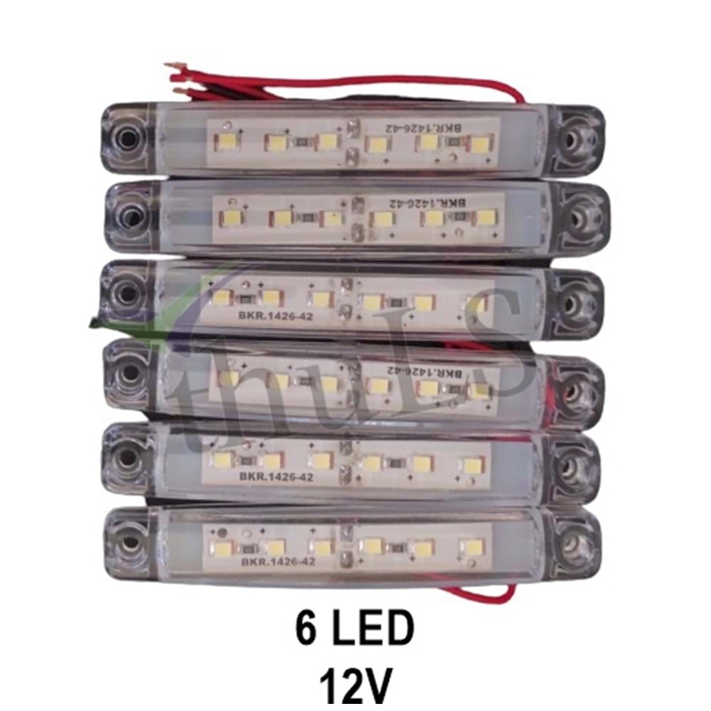 PARMAK LED BEYAZ 12V 6 LED (5Lİ PAKET)