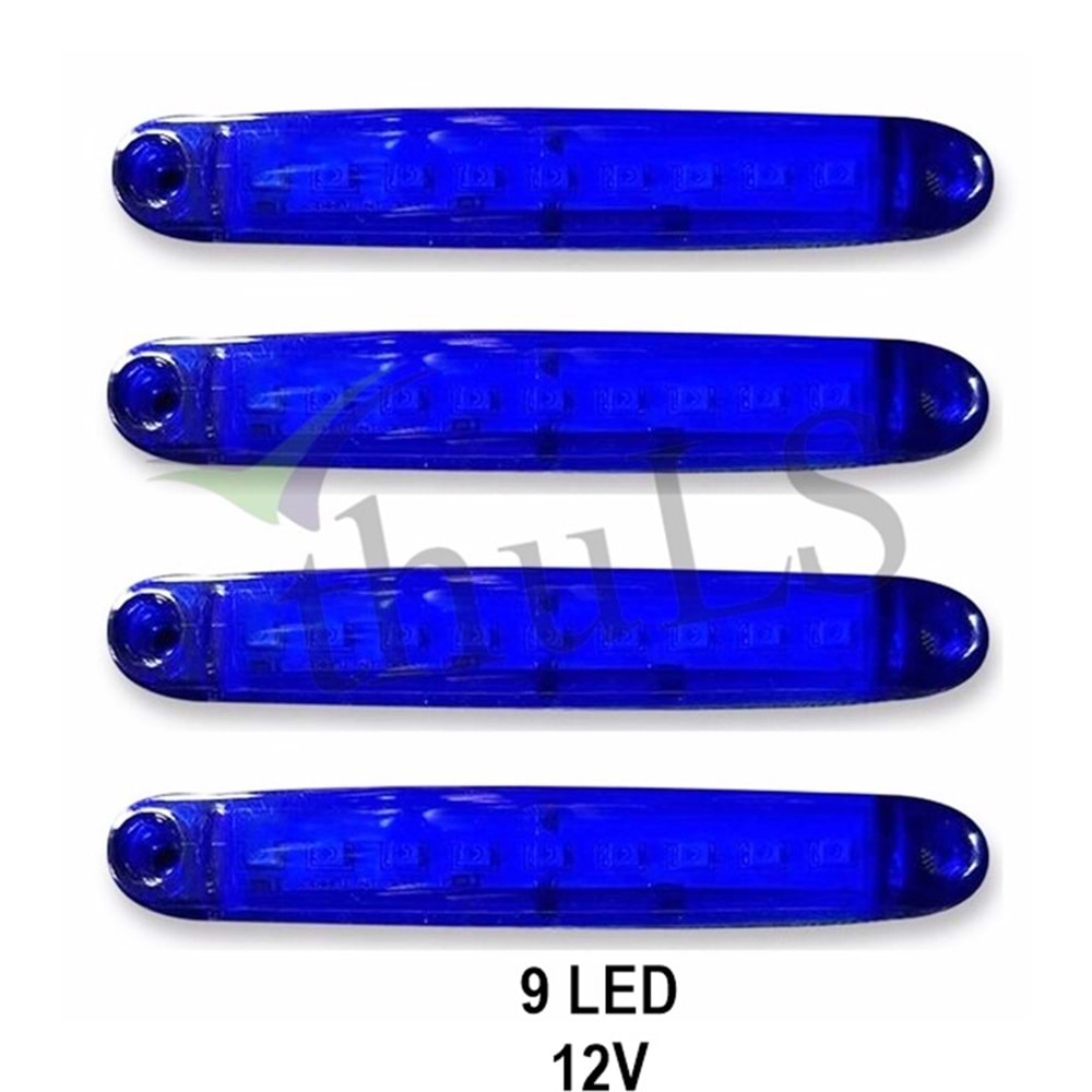 PARMAK LED 12V 9 LED MAVİ 5Lİ PAKET