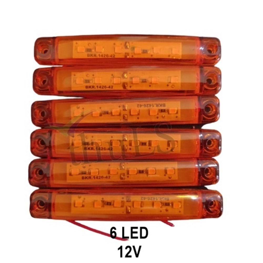PARMAK LED TURUNCU 12V 6 LED (6LI PAKET)