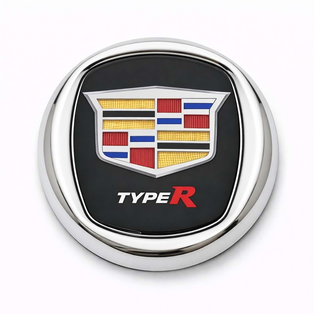 CADILLAC TYPER 8X8 CM. 3D KROM ÇERÇEVELİ LOGO