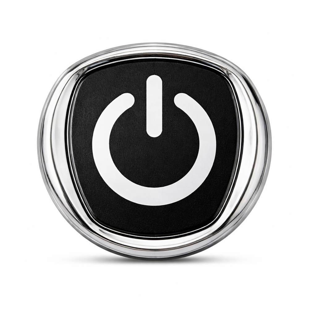 POWER LOGO SİYAH ZEMİN BEYAZ YAZI 3D KROM ÇERÇEVELİ