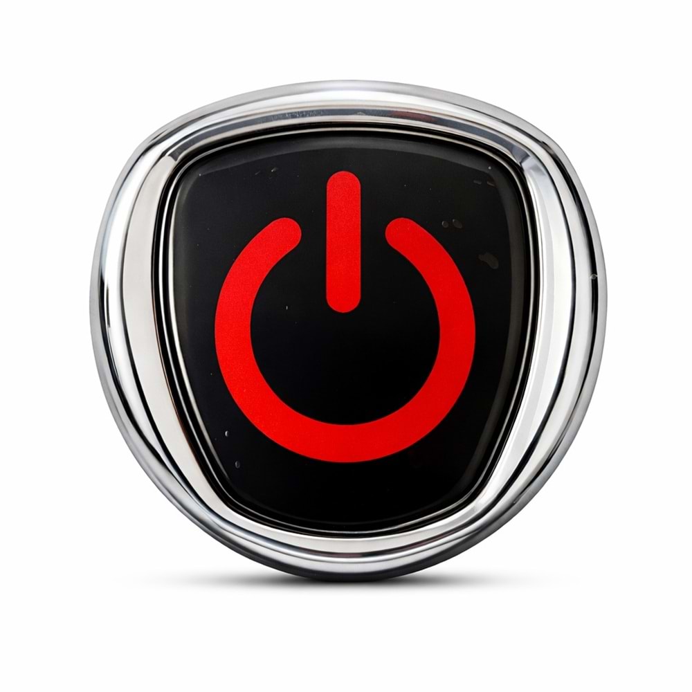 POWER LOGO SİYAH ZEMİN KIRMIZI YAZI 3D KROM ÇERÇEVELİ