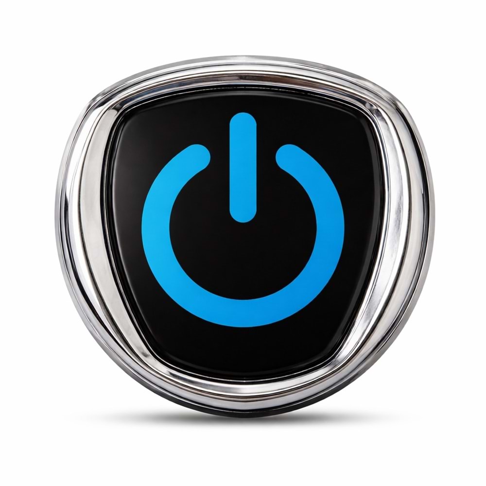 POWER LOGO SİYAH ZEMİN MAVİ YAZI 3D KROM ÇERÇEVELİ