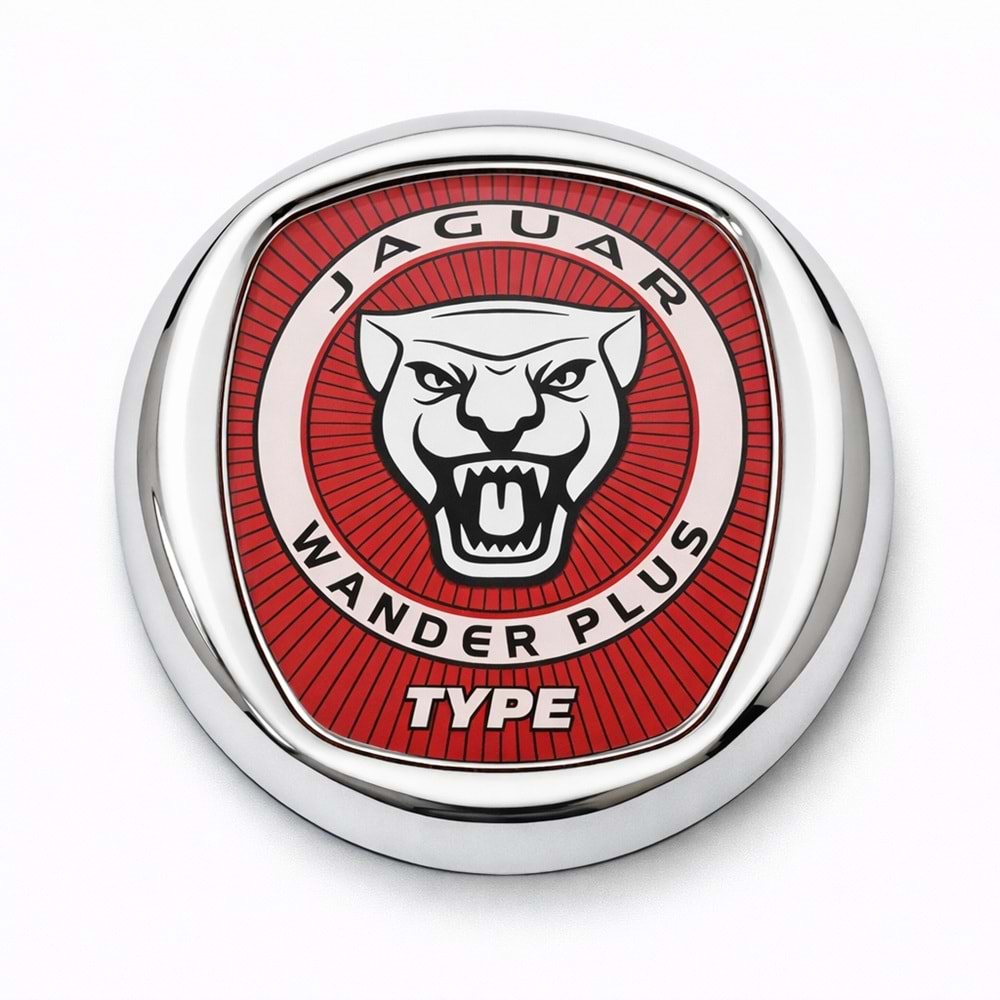 JAGUAR KIRMIZI 3D KROM ÇERÇEVELİ UNIVERSAL LOGO