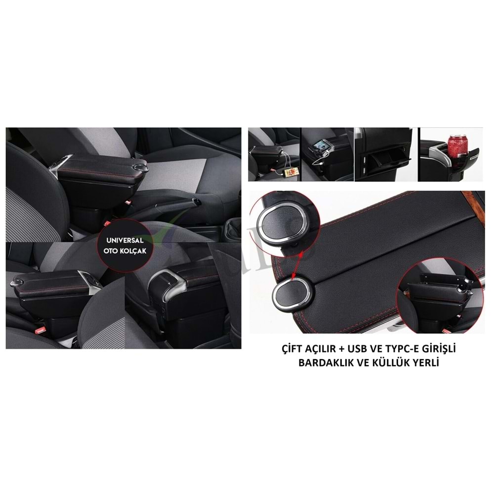 UNIVERSAL KOLÇAK ÇİFT AÇILIR USB Lİ TYPC-E GİRİŞLİ