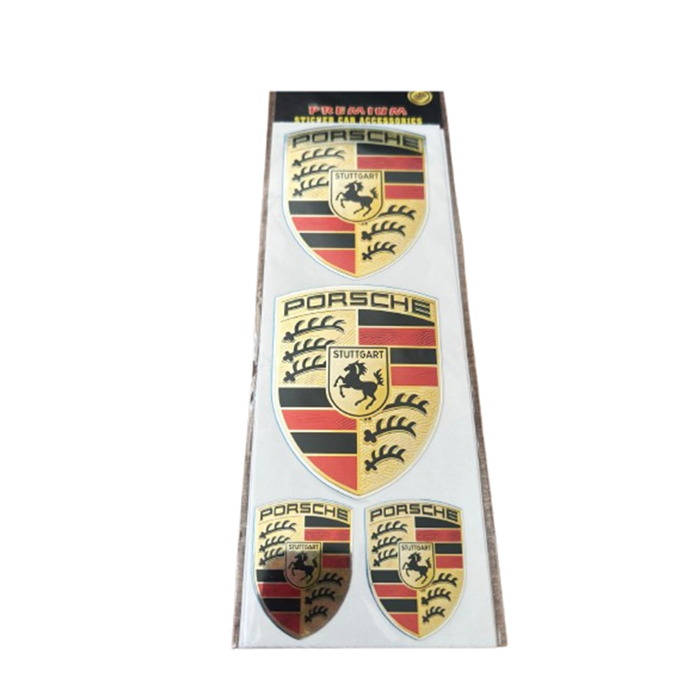 3D CAR STICKER PORSCHE GOLD PARLAK