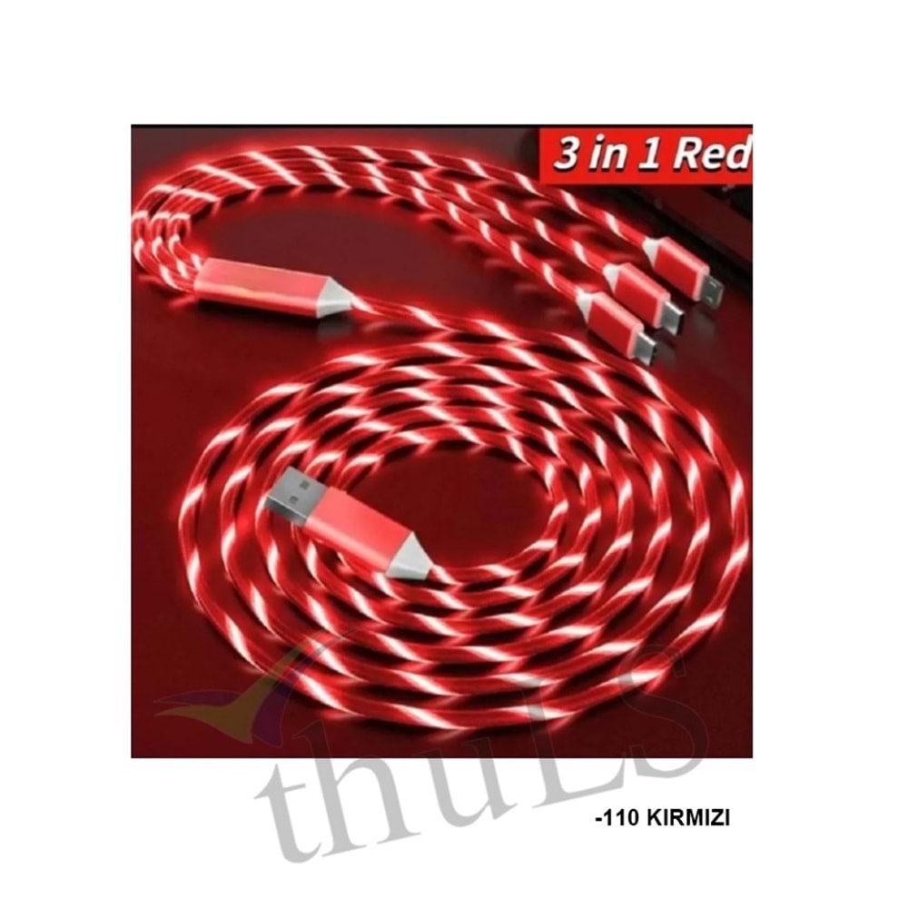 ŞARJ KABLOSU -110 IŞIKLI KIRMIZI AND.-IPHONE-TYPCE