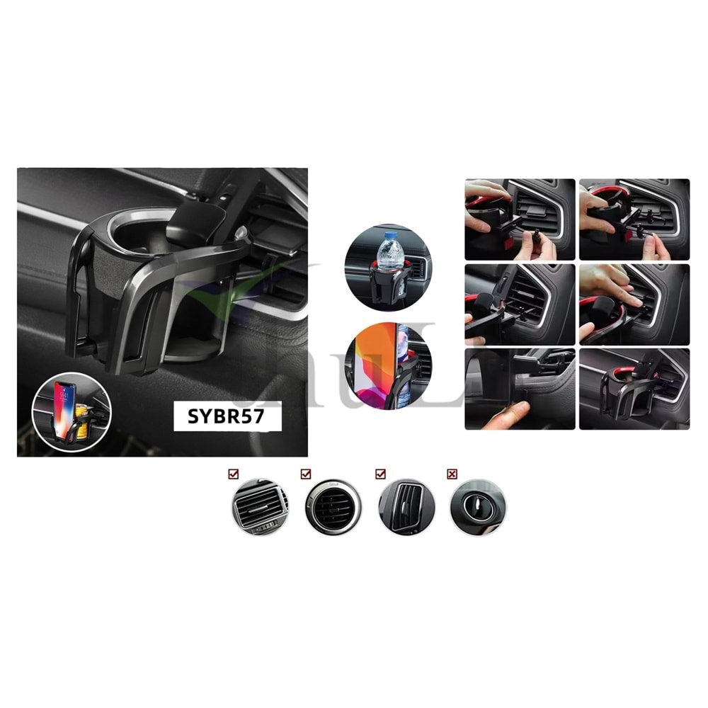 TELEFONLUK+BARDAKLIK TUTUCU -57 GRİ-SİYAH