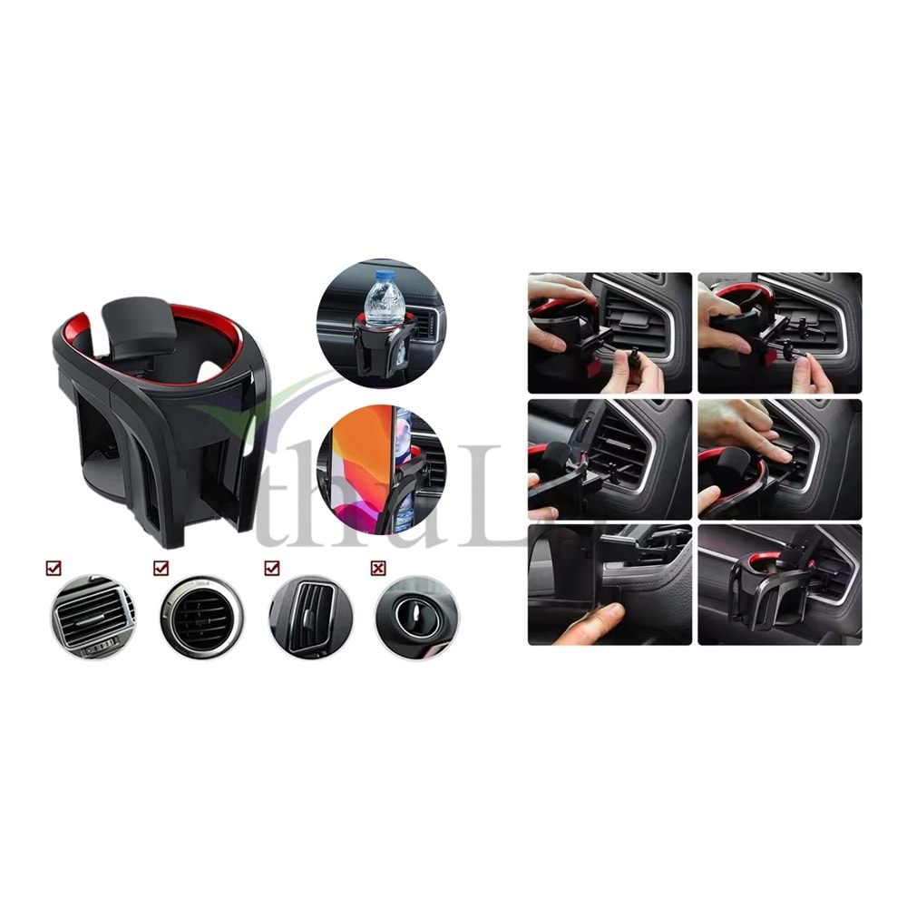 TELEFONLUK+BARDAKLIK TUTUCU -57-2 KIRMIZI-SİYAH