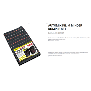 AUTOMIX KİLİM MİNDER KOMPLE SET
