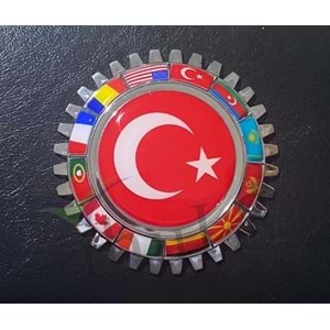 TIRTIL ARMA TÜRK BAYRAĞI YUVARLAK