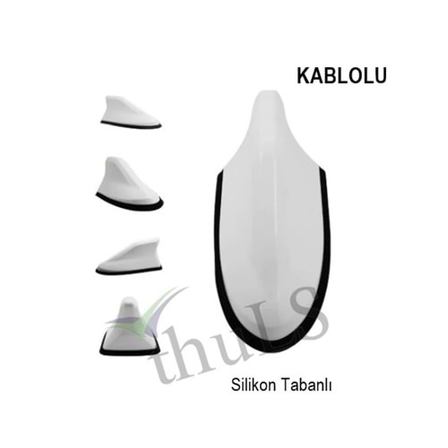 BALİNA ANTEN SİLİKON TABANLI KABLOLU BEYAZ