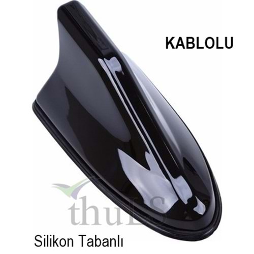 BALİNA ANTEN SİLİKON TABANLI KABLOLU SİYAH PARLAK