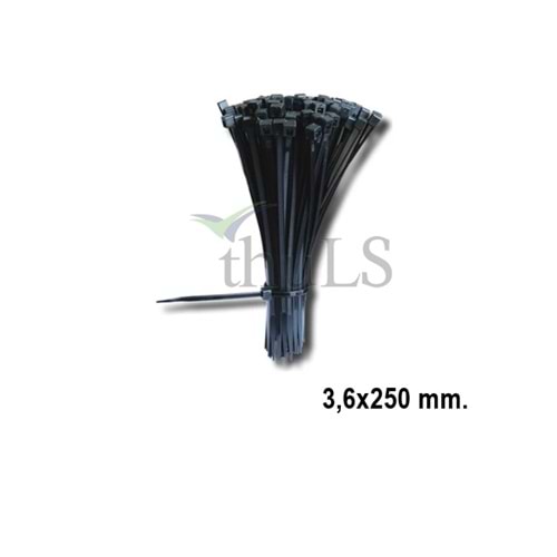 KABLO BAĞI 3,6X250 MM. SİYAH (100LÜ)