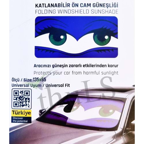 GÜNEŞLİK BASKILI GÖZLER MODEL 135 CM X 65 CM