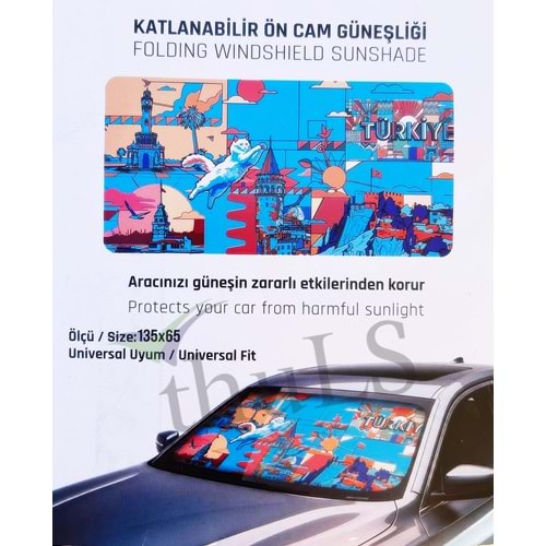 GÜNEŞLİK BASKILI TÜRKİYE MODEL 135 CM X 65 CM
