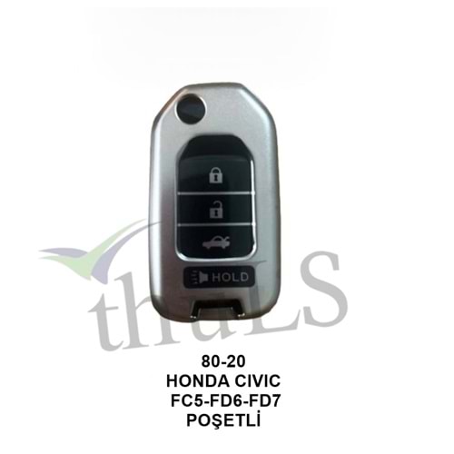 GRİ ANAHTAR KILIFI POŞETLİ 80-20 HONDA CIVIC FC5-FD6-FD7