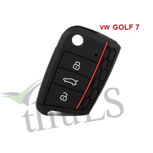 SİLİKON ANAH.KILIFI PNT-03 -53 VW GOLF 7 KIRMIZI ÇİZGİLİ