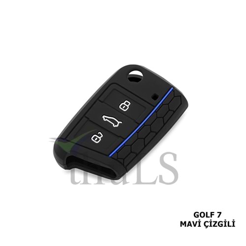 SİLİKON ANAH.KILIFI -53-1 VW GOLF 7 MAVİ ÇİZGİLİ