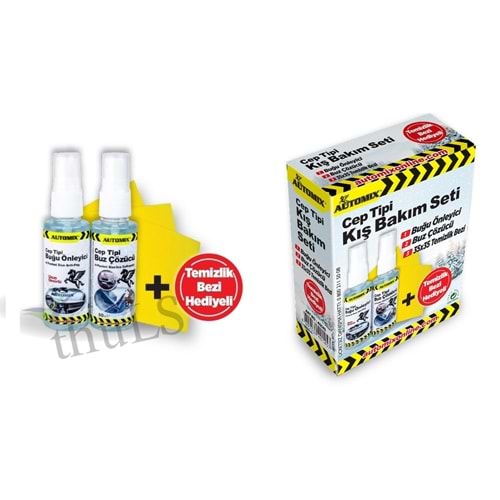 AUTOMIX CEP TİPİ KIŞ BAKIM SETİ BUĞU ÖNLEYİCİ+BUZ ÇÖZÜCÜ+BEZ