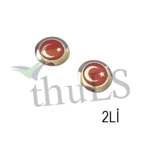 TÜRK BAYRAĞI YUVARLAK DÜĞME 2Lİ