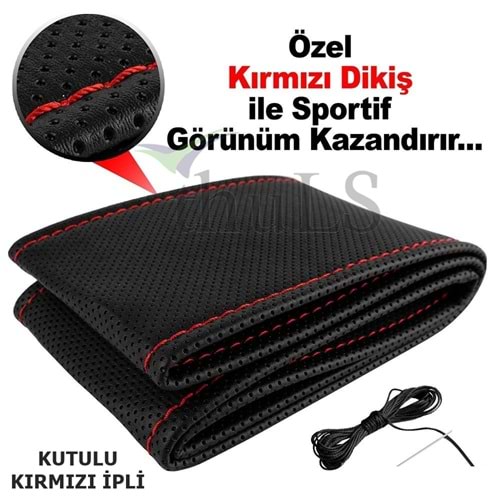 DİKME D.KILIFI PEDSİZ -132 DELİKLİ SİYAH KIRMIZI İPLİ