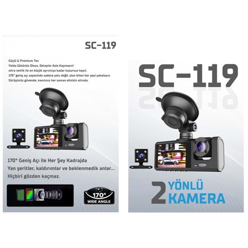 ARAÇ KAYIT CİHAZI 3 KAMERALI SC-119