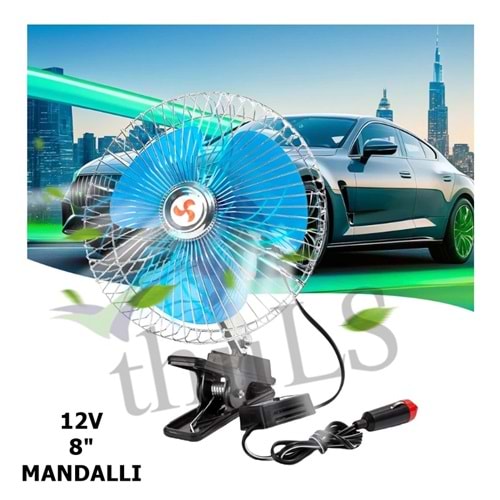 VANTİLATÖR 12V METAL 8 MANDALLI -701