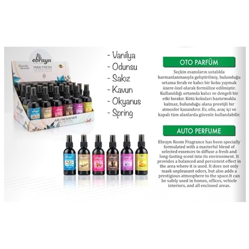 EBRAYN OTO PARFÜM 150 ML. 24LÜ KARMA PAKET