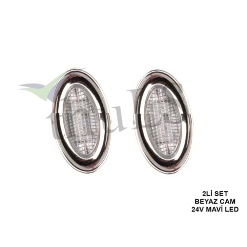 DEKOR LAMBA OVAL 2Lİ SET BEYAZ CAM 24V MAVİ LED