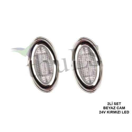 DEKOR LAMBA OVAL 2Lİ SET BEYAZ CAM 24V KIRMIZI LED